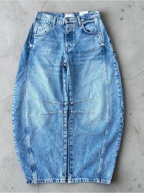 We The Free By Free People Good Luck Mid-Rise Barrel Jeans Size 25 Slouchy Baggy